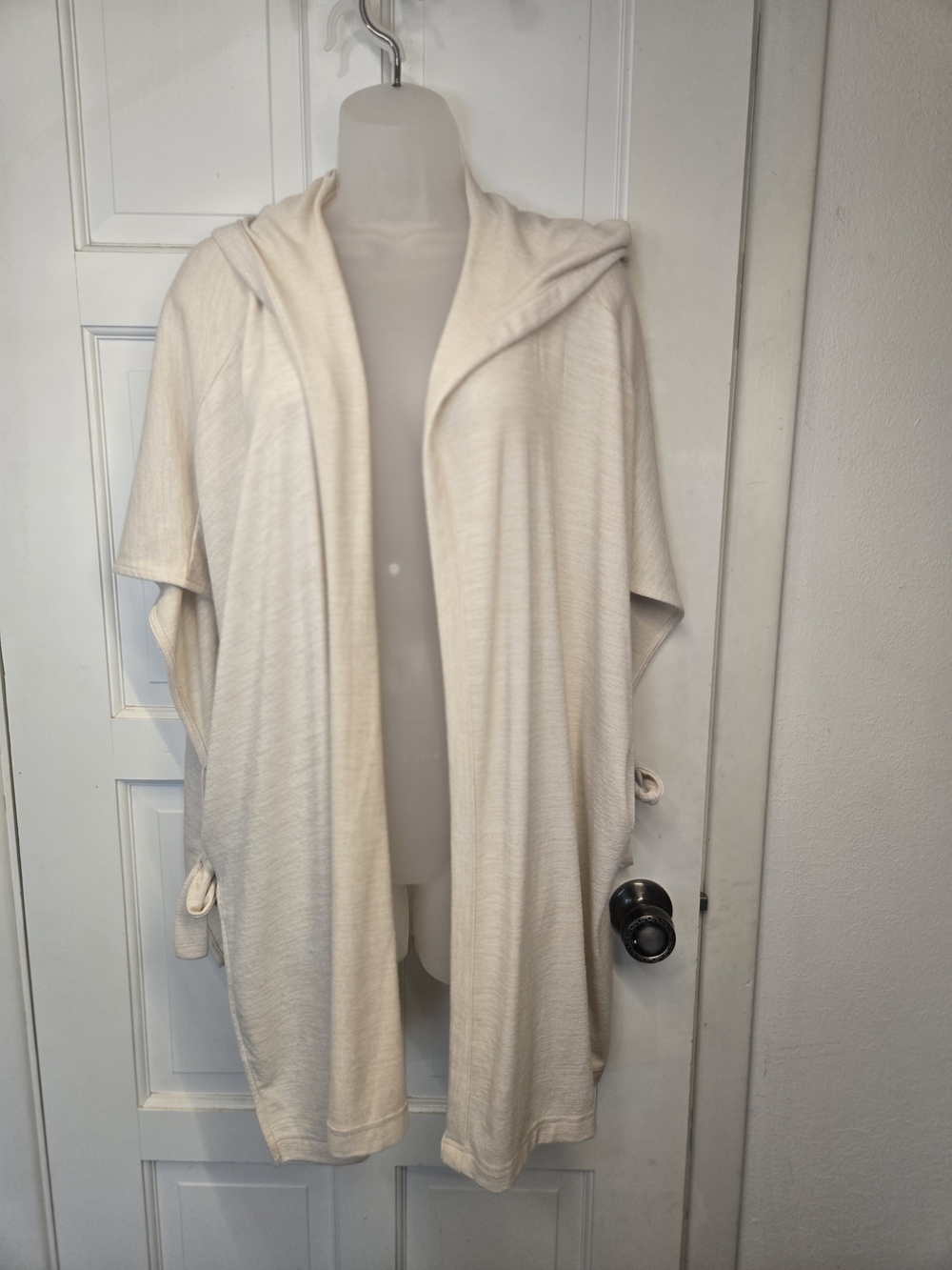 GAP Fancy Lady Poncho Light Cream Hooded Open Cardigan S/M